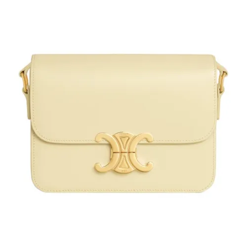 CELINE Triomphe Shiny Cow Leather Shoulder Bag Tofu Bag Portable Crossbody Bag Shoulder Bag Women's Sunshine Yellow