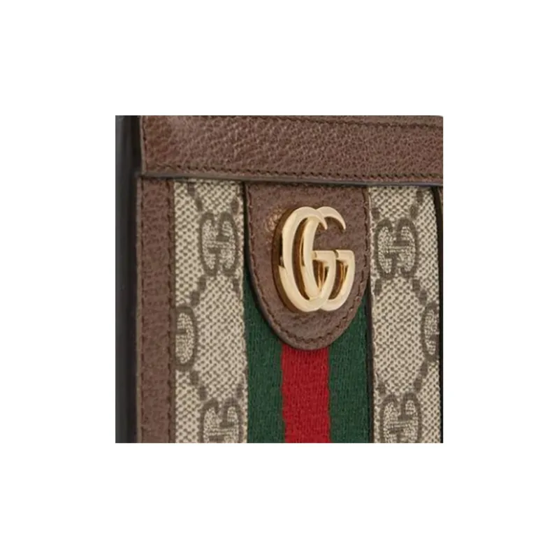 GUCCI Canvas With Leather Coin Purses Wallets Unisex Ebony/Brown-4