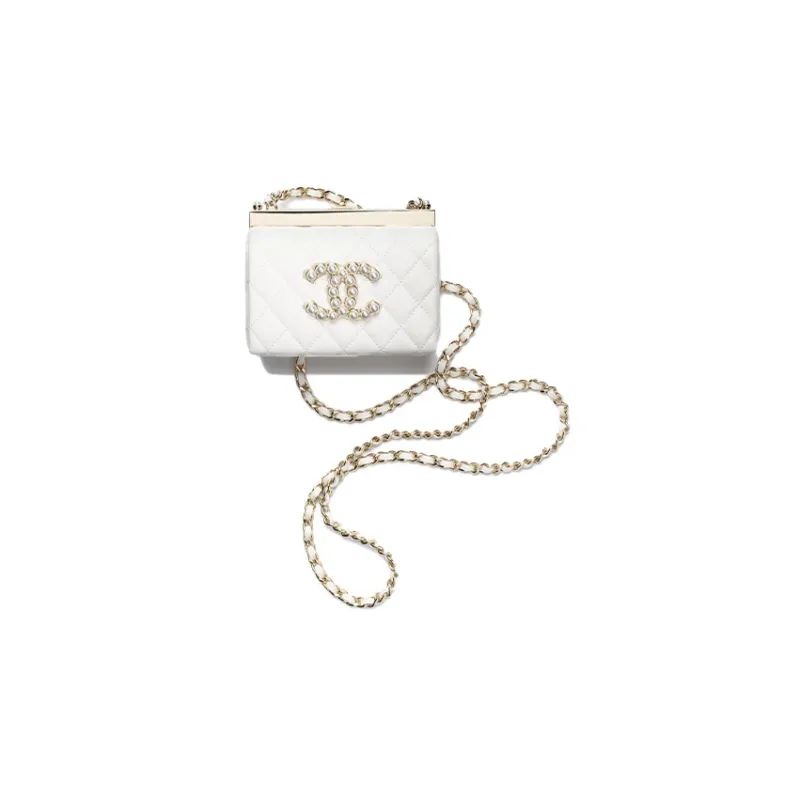 CHANEL Chain Clutch, Shoulder Bag, Crossbody Bag Women's White-0