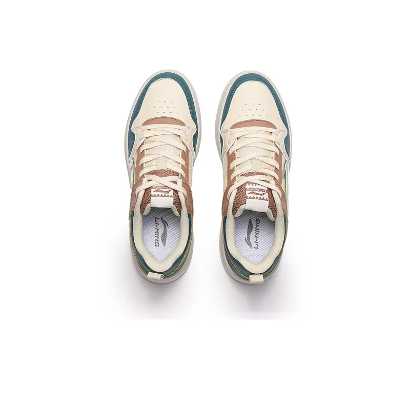 LiNing Line 2.0 At The Beginning Anti-Slip Wear-Resistant Low-Top Skateboard Shoes Women's White Green-3