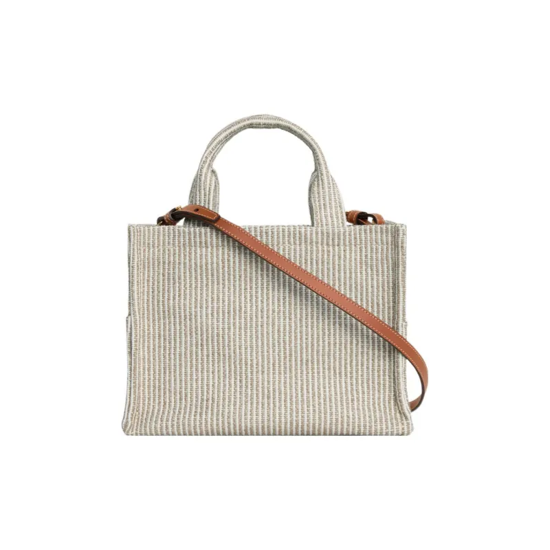 CELINE Cabas Fabric Tote Bag, Shopping Bag, Handbag Trumpets Women's Beige-2