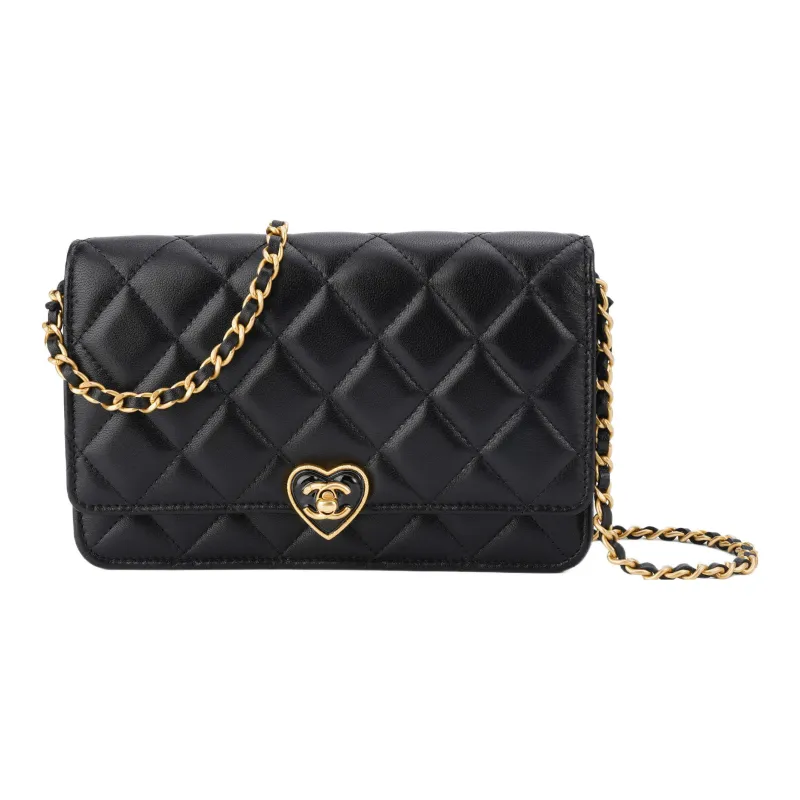 CHANEL WOC Sheepskin Wallet, Shoulder Bag, Crossbody Bag Women's Black-1