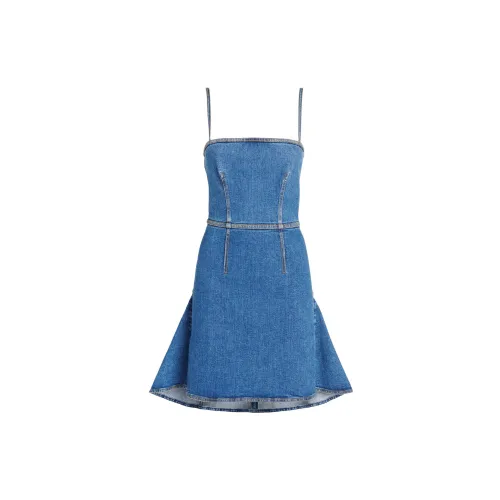 Alexander McQueen Spaghetti Strap Denim Mini Dress