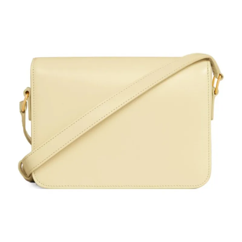 CELINE Triomphe Shiny Cow Leather Shoulder Bag Tofu Bag Portable Crossbody Bag Shoulder Bag Women's Sunshine Yellow-2