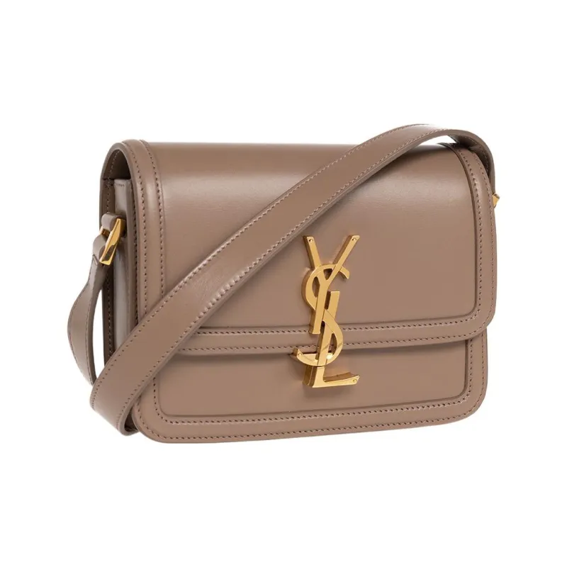 SAINT LAURENT SOLFERINO Calfskin Tofu Bag, Shoulder Bag, Crossbody Bag Trumpets Women's Beige-1