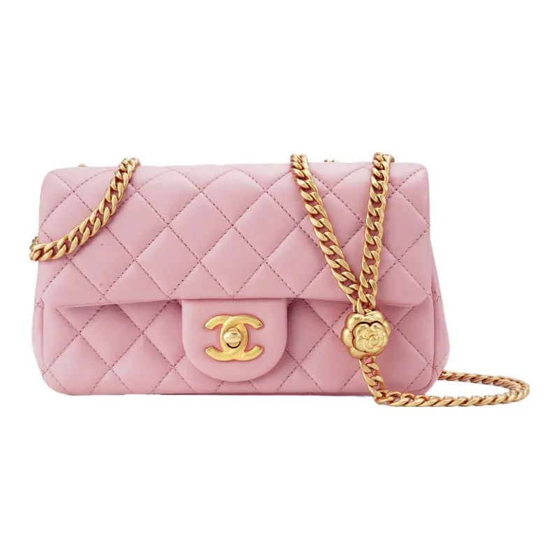CHANEL Sheepskin Chain Bag, Shoulder Bag, Crossbody Bag Mini Women's Pink-0