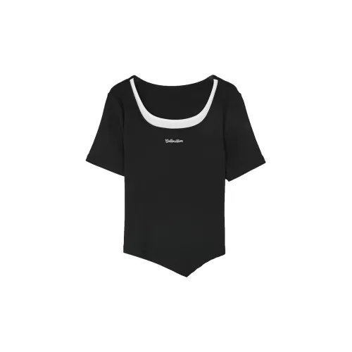 3COLOUR Crop Tops Women's Black/White