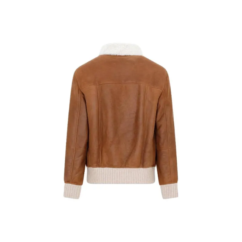 Brunello Cucinelli Long sleeved Button up Leather Jacket-1