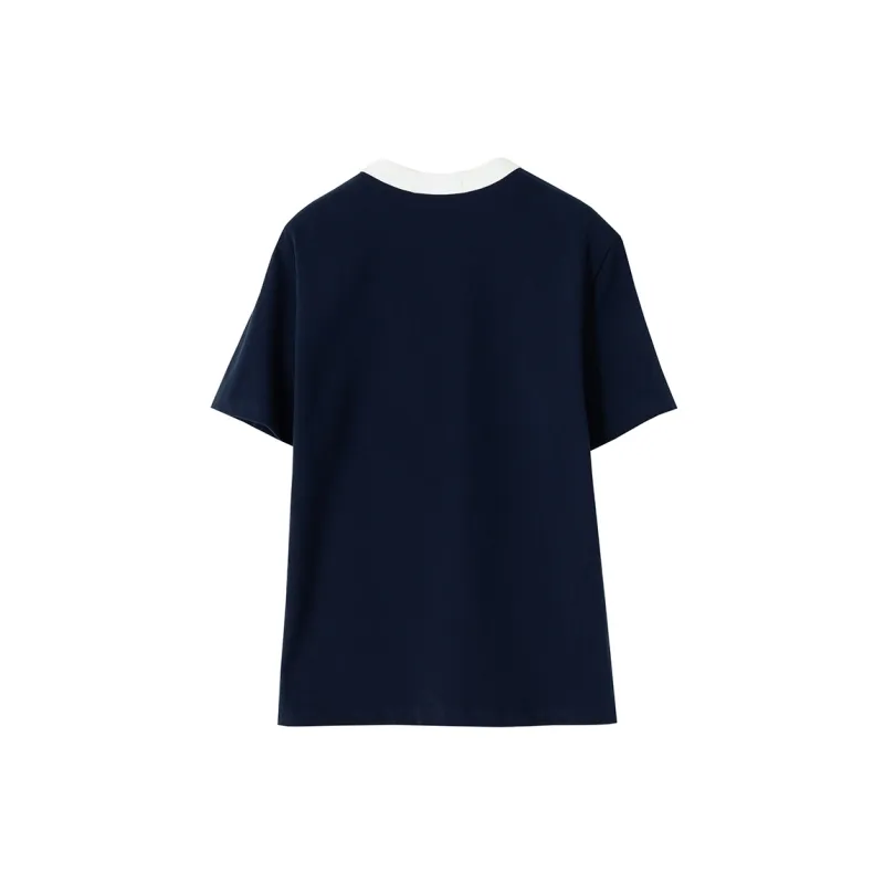 SOON FLOWER T Shirt Women's Navy Blue-1