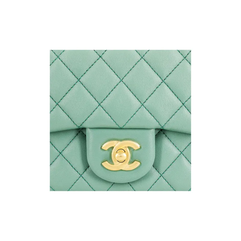 CHANEL Lambskin Golden Ball Bag, Chain Bag, Shoulder Bag, Crossbody Bag Women's Blue Green/Peacock Green Color-4