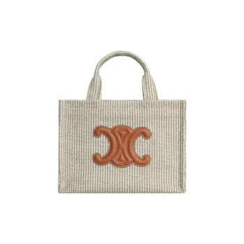 CELINE Cabas Fabric Tote Bag, Shopping Bag, Handbag Small Size Women's Beige