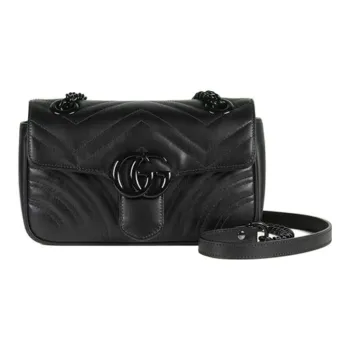 GUCCI GG Marmont Leather Portable Crossbody Bag Shoulder Bag Mini Women's Black