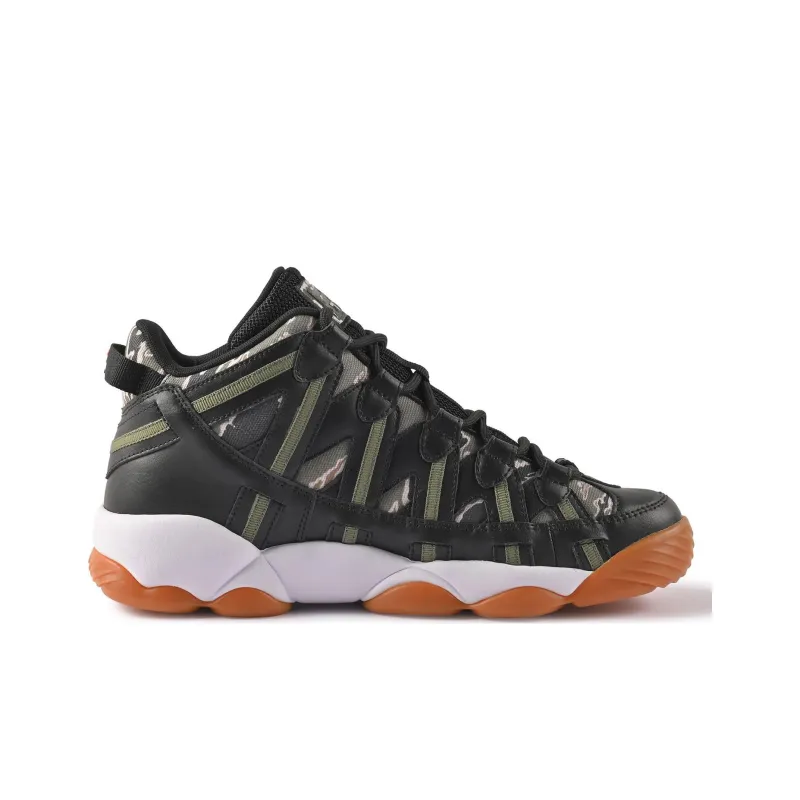 FILA Spaghetti Stack House Cushioning Anti-Slip And Wear-Resistant Mid-Top Basketball Shoes Men's Black Gray-1
