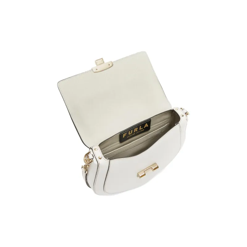 Furla Club 2 Grained Calfskin Saddle Bag Shoulder Bag Crossbody Bag Small Size Women's Cotton Candy-3