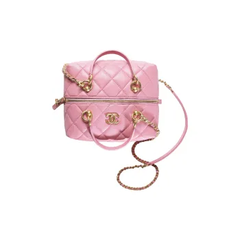 CHANEL Calfskin Small Square Box Handheld Shoulder Bag Crossbody Bag Women's Pink