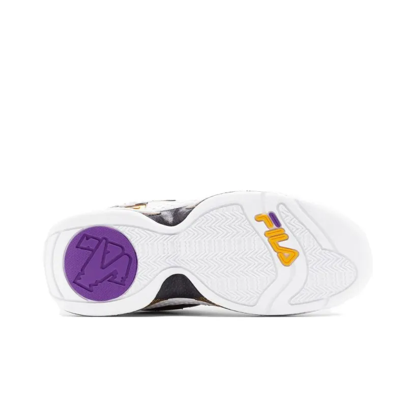 FILA Grant Hill 3 Anti Slip Wear Resistant Mid Top Vintage Basketball Shoes Men's Black Yellow Purple-3