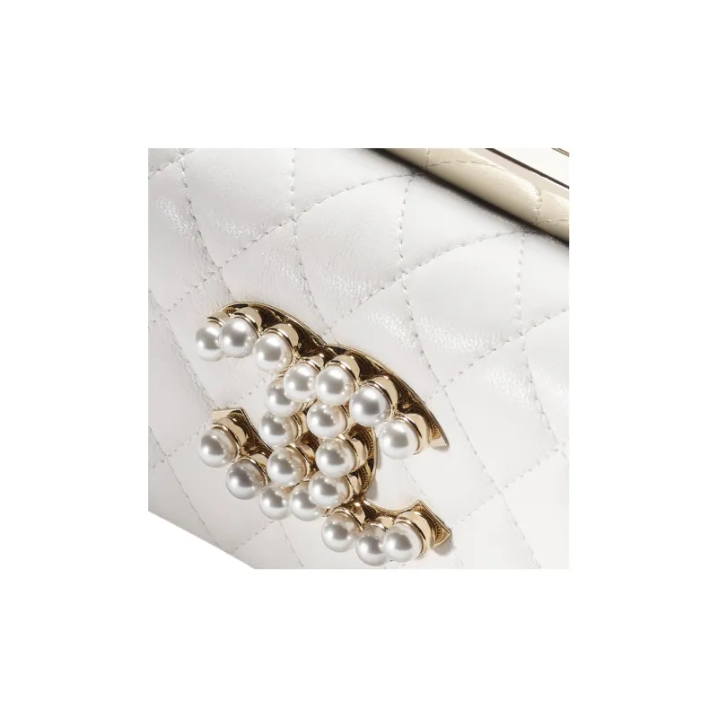 CHANEL Chain Clutch, Shoulder Bag, Crossbody Bag Women's White-3