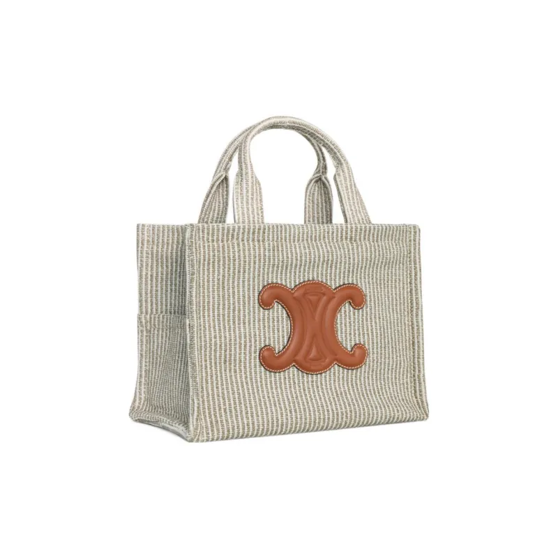 CELINE Cabas Fabric Tote Bag, Shopping Bag, Handbag Trumpets Women's Beige-1