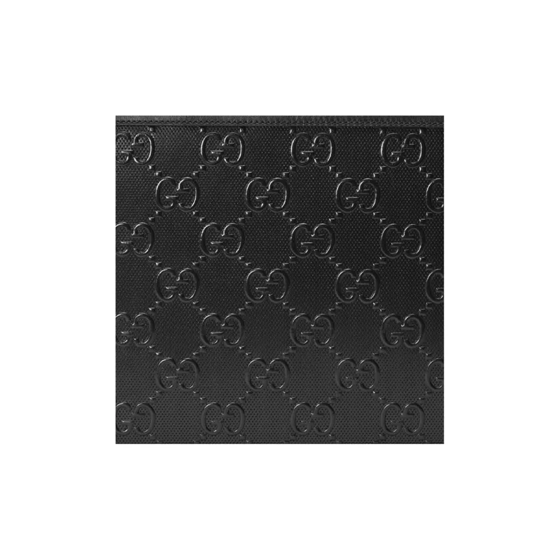 GUCCI Leather Clutch Men's Black-5