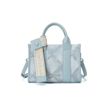 MEXICAN Polyurethane Leather Tote Bag, Shopping Bag, Handbag, Crossbody Bag Regular Women's Gray Blue/Apricot/Dark Gray