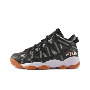 FILA Spaghetti Stack House Cushioning Anti-Slip And Wear-Resistant Mid-Top Basketball Shoes Men's Black Gray