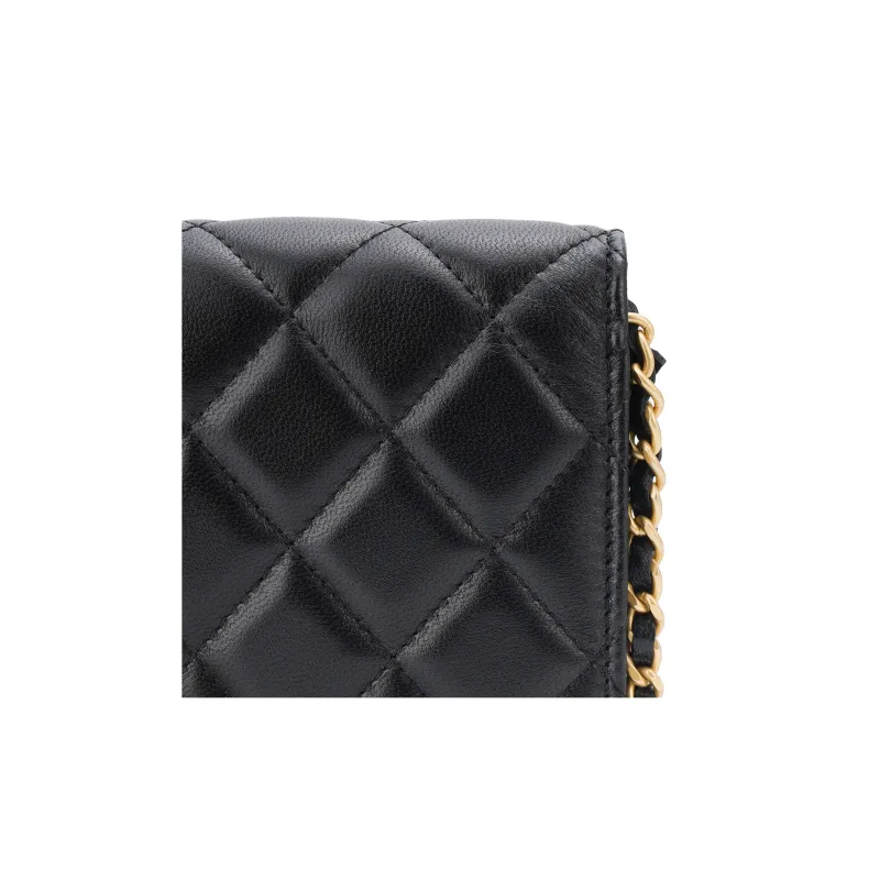 CHANEL WOC Sheepskin Wallet, Shoulder Bag, Crossbody Bag Women's Black-6