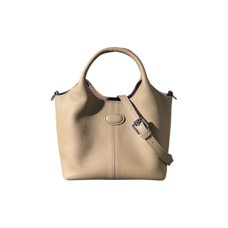 AJ AOIRJ Genuine Leather Basket Bag Bucket Shape Shoulder Bag Crossbody Bag Handbag Regular Women's Apricot/Brown/Khaki-9