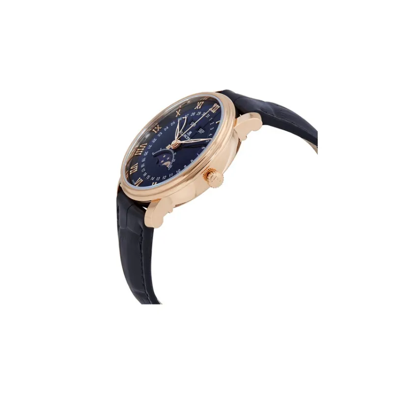 BLANCPAIN VILLERET Automatic Mechanical Movement Men's Watch Blue Dial Red Gold Watch Case Genuine Leather Strap-1