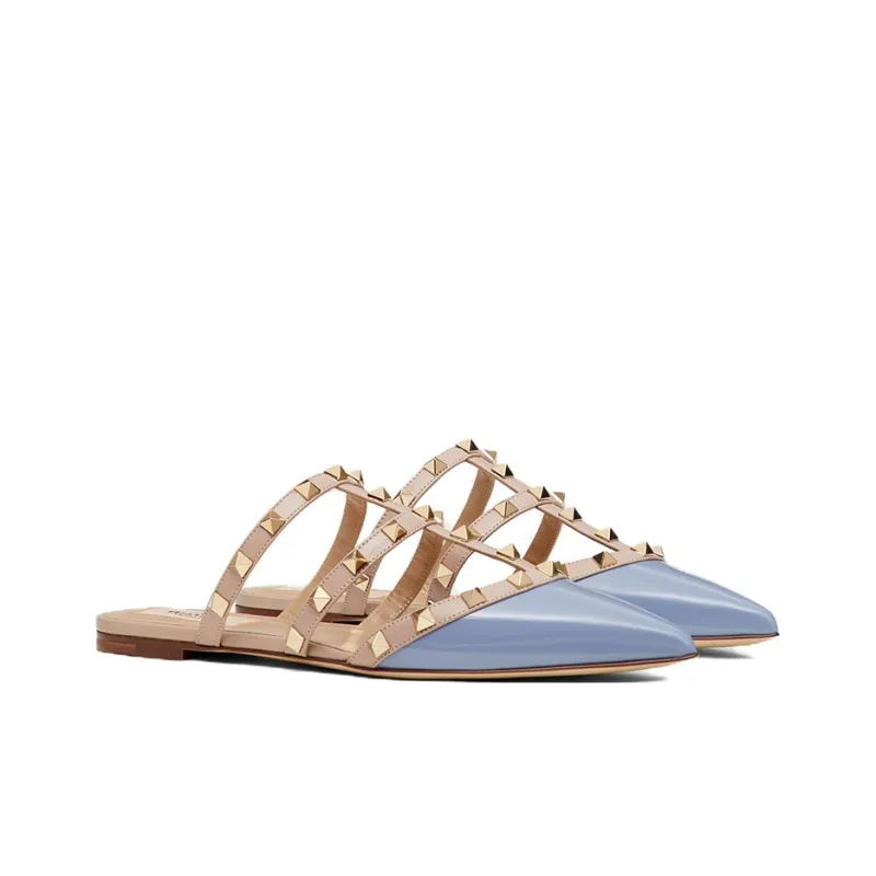 Valentino ROCKSTUD Odor Resistant Closed Toe Slippers Women's Blue-2