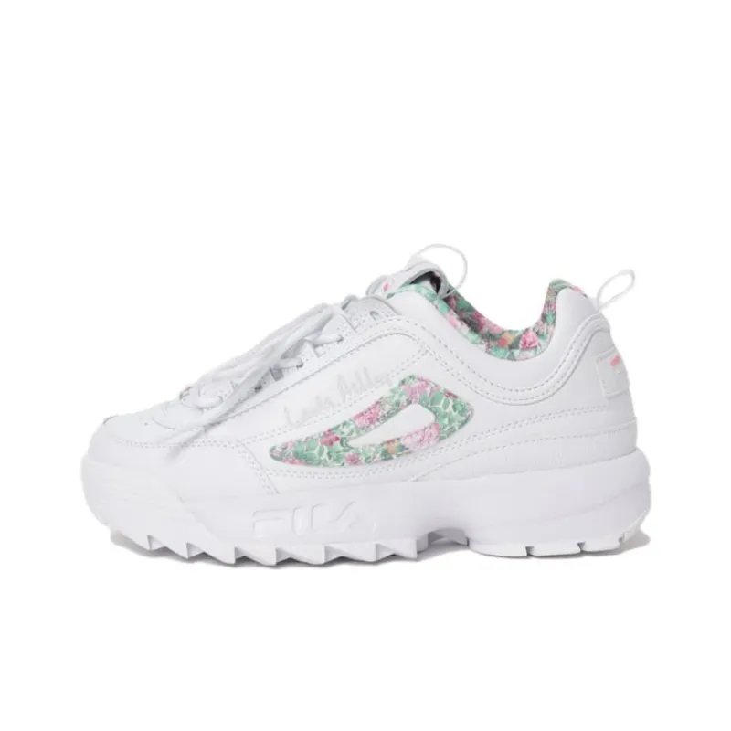DisruptorII Laura Ashley x FILA Cushioned Slip-Resistant Low-Top Running Shoes Women's White-0