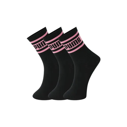 PUMA Knee-High Socks Unisex 3 Pack Black Pink