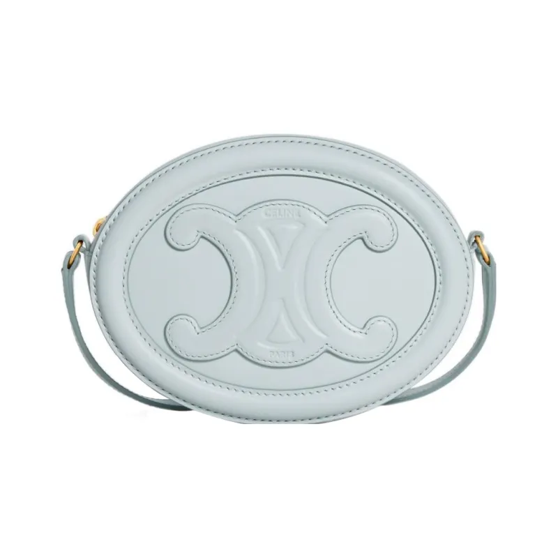 CELINE Triomphe Smooth Cow Leather Mooncake Bag Wallet Shoulder Bag Crossbody Bag Regular Women's Soft Blue-0