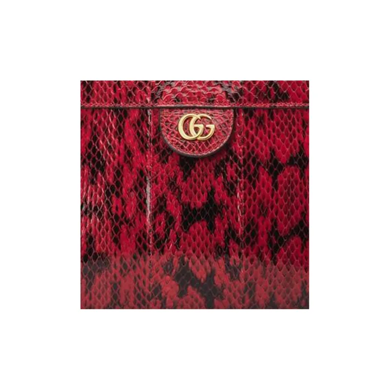 GUCCI Ophidia Python Skin Shoulder Bag Crossbody Bag Small Size Women's Red-5