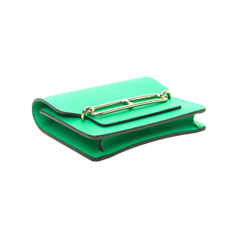 HERMES Roulis Evercolor Calfskin Pig Nose Coin Purse Card Holder Fanny Pack Wallet Women's 6W Menthe Mint Green-1