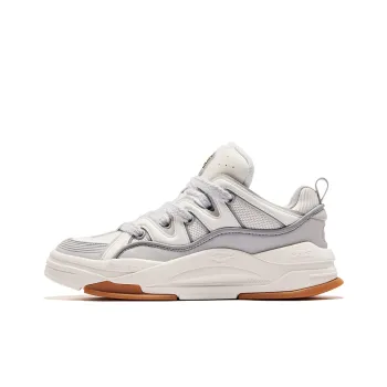 Erke Little Chubby Shoes Low Top Skateboard Shoes Men's White Gray
