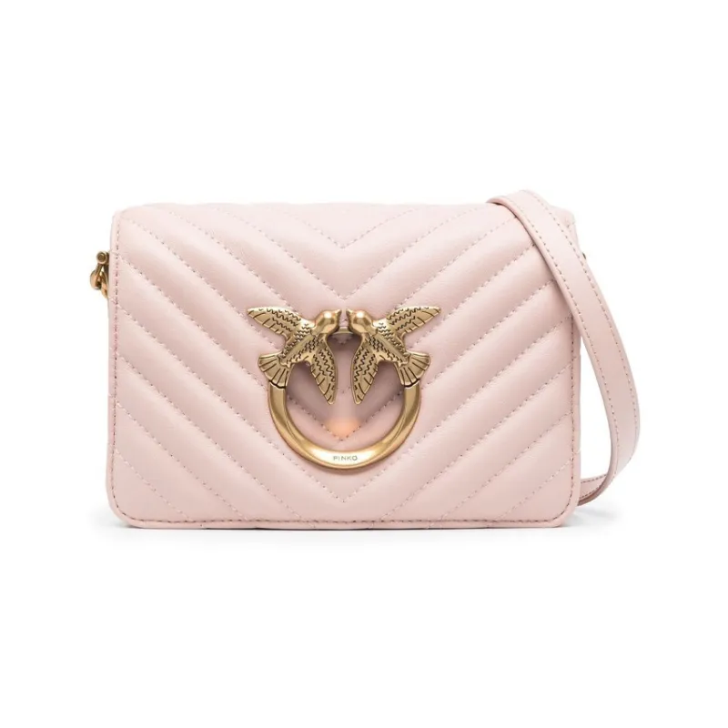 PINKO Calfskin Shoulder Bag Crossbody Bag Women's Light Pink-0