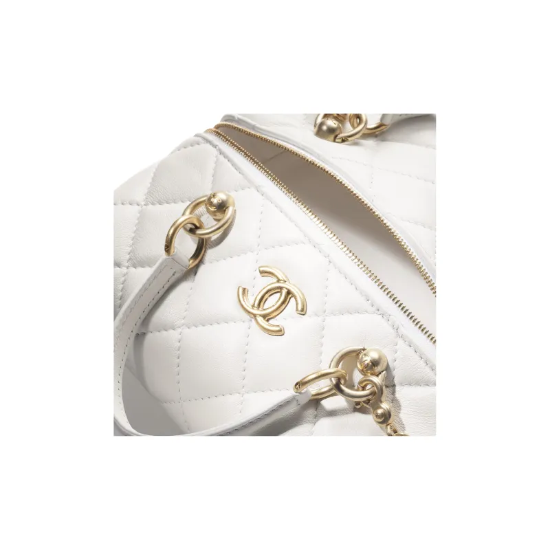 CHANEL Calfskin Small Square Box, Handheld Shoulder Bag, Crossbody Bag Women's White-3
