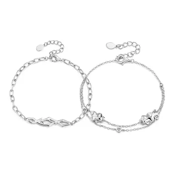 KADER S925 Silver Bracelets Unisex Silver White, Gift Box Style