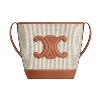 CELINE Fabric With Cow Leather Bucket Bag, Shoulder Bag, Crossbody Bag Trumpets Women's Beige/Brown