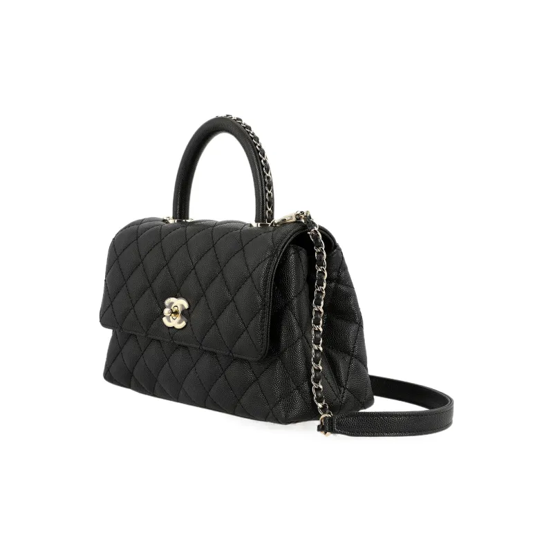 CHANEL Golden Grain Litchi Grain Cow Leather Shoulder Bag, Crossbody Bag, Handbag Trumpets Women's Black-1
