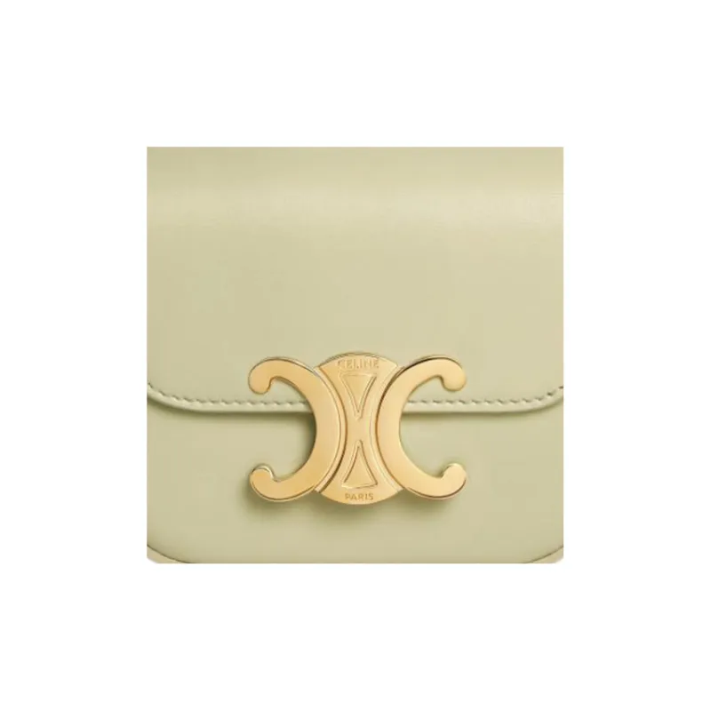 CELINE Triomphe Calfskin Shoulder Bag, Crossbody Bag Mini Women's Almond Green-5