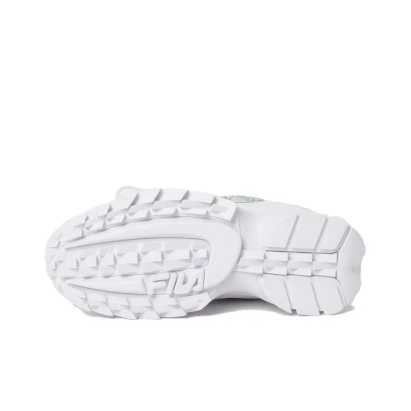 DisruptorII Laura Ashley x FILA Cushioned Slip-Resistant Low-Top Running Shoes Women's White-4