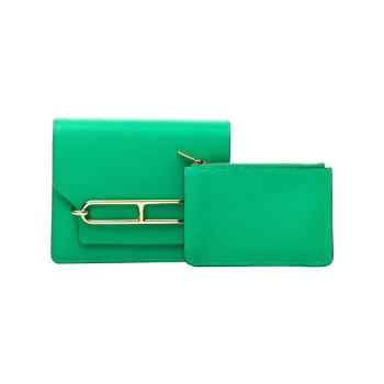 HERMES Roulis Evercolor Calfskin Pig Nose Coin Purse Card Holder Fanny Pack Wallet Women's 6W Menthe Mint Green