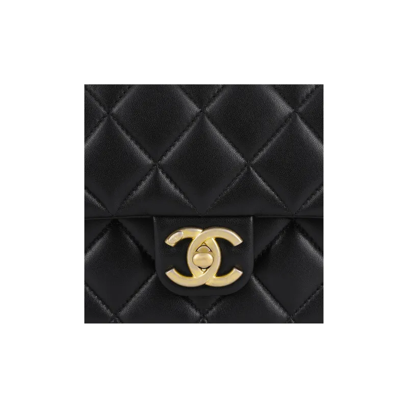 CHANEL Lambskin Flap Bag, Shoulder Bag, Crossbody Bag Mini Women's Black-4