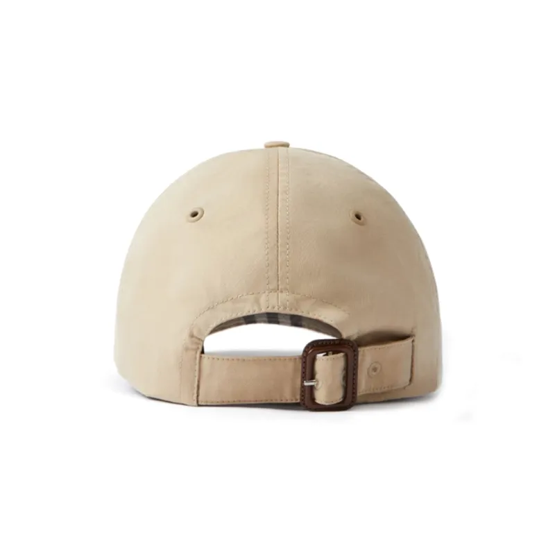 Burberry Cotton Leather Baseball Caps Women's Coffee-2