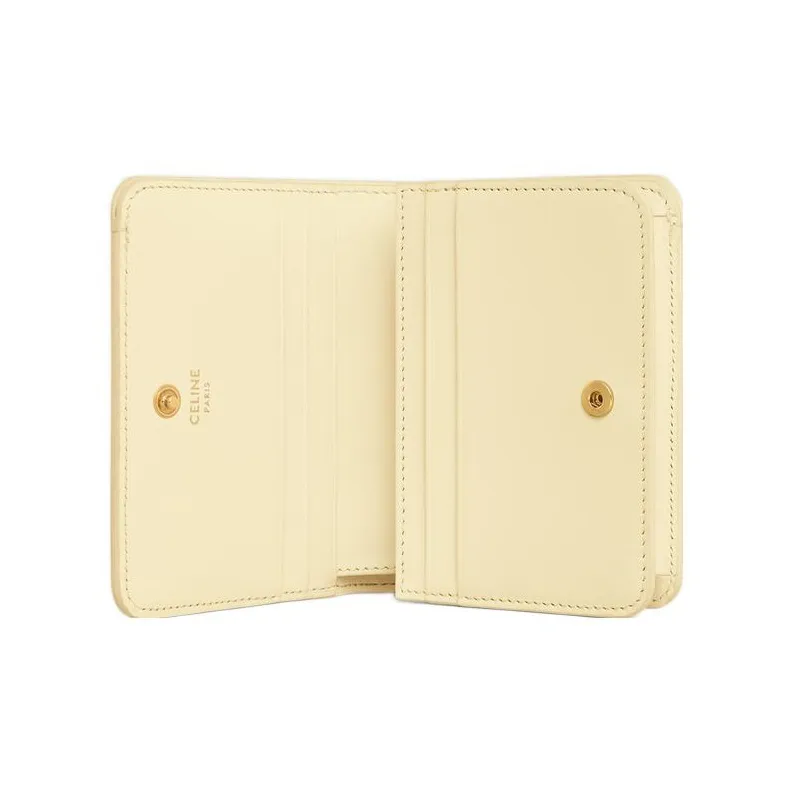 CELINE Triomphe Shiny Cow Leather Wallet Women's Sunshine Yellow-2