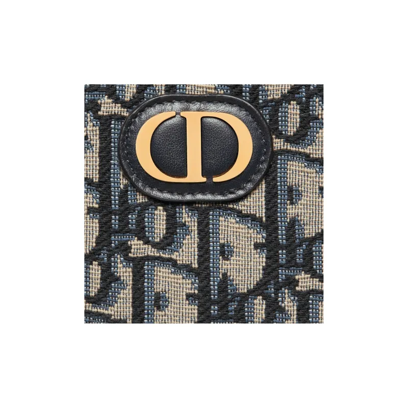 DIOR 30 Montaigne Jacquard Card Holder Wallet Women's Blue-4