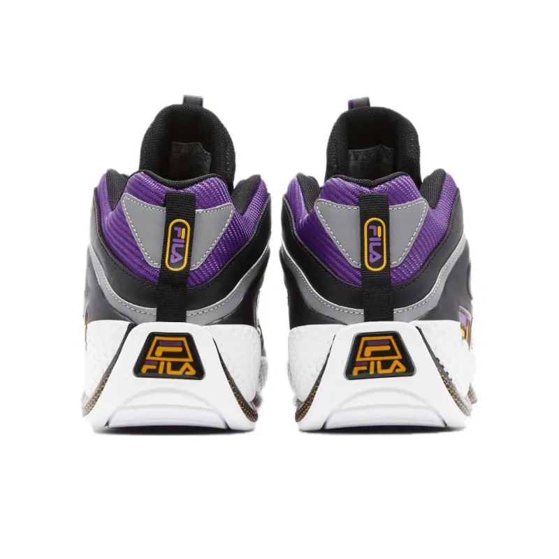 FILA Grant Hill 3 Anti Slip Wear Resistant Mid Top Vintage Basketball Shoes Men's Black Yellow Purple-2