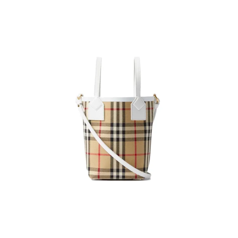 Burberry Cow Leather Tote Bag Shopping Bag Handbag Shoulder Bag Crossbody Bag Women's White/Beige-2