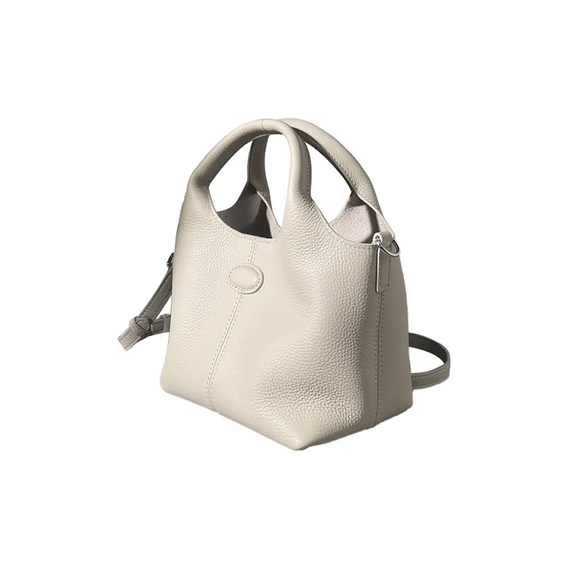 AJ AOIRJ Genuine Leather Basket Bag Bucket Shape Shoulder Bag Crossbody Bag Handbag Regular Women's Apricot/Brown/Khaki-1